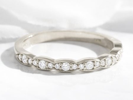 Scalloped Diamond Wedding Ring in Vintage Style Half Eternity Band Online Sale