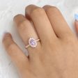 1.97 Ct Oval Lavender Purple Sapphire Ring in 14k Rose Gold Tiara Halo Diamond, Size 6.75 Online