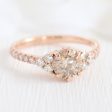 1.31 Ctw Champagne Diamond Ring in 14k Rose Gold 3 Stone Pave Band, Size 6.5 For Discount