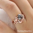 Floral Leaf Diamond Wedding Ring in U Shaped Contour Band Fashion