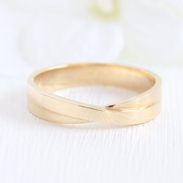 Infinity Knot Wedding Ring 4mm in 14k Yellow Gold Plain Band Sale