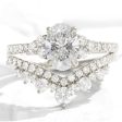 2.12 Ct. Oval Lab Diamond 3 Stone Ring Set w  Large Tiara Wedding Band in Stella Setting Cheap