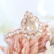 1.28 Ct Pear Champagne Diamond Ring in 14k Rose Gold Vintage Floral Ring, Size 6.75 on Sale