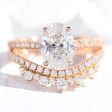 2.10 Ctw Oval Diamond Ring Stack w  Lab Diamond and Crown Wedding Band on Sale