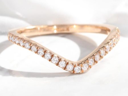 Contour Diamond Wedding Ring in U Shaped Curved Pave Band Online Sale