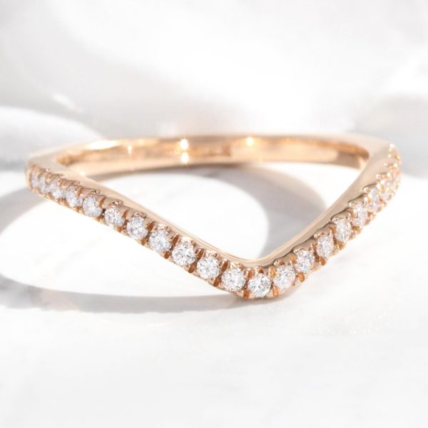 Contour Diamond Wedding Ring in U Shaped Curved Pave Band Online Sale