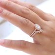 Tiara Halo Pave Ring Bridal Set w  Oval Moissanite and Large 7 Diamond U Band Discount