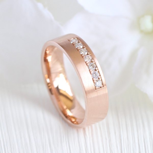 7 Diamond Wedding Band 6mm in Solid Gold Men s Wedding Ring Fashion