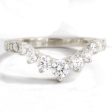 Large 7 Diamond Wedding Ring in Curved Contour Scalloped Band Online now