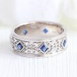 Celtic Knot Princess Cut Sapphire Ring in Solid Gold Men s Wedding Band 8mm on Sale