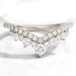 Large Tiara Diamond Wedding Ring in Deep V Shaped Pave Band Discount