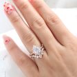 Large Tiara Halo Scalloped Ring Set w  Oval Moissanite and Large 7 Diamond U Band Supply