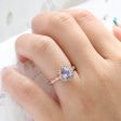 1.32 Ct Pear Lavender Sapphire Ring in 14k Rose Gold Vintage Floral Diamond, Size 6.25 For Sale