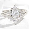 1.78 Ct. Pear Lab Diamond 3 Stone Ring Set w  Wishbone Wedding Band in Stella Setting Supply