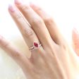 Tiara Halo Bridal Set w  Pear Ruby and Bezel Scalloped Wedding Band on Sale