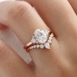 2.18 Ct. Oval Lab Diamond 3 Stone Ring Set w  Wishbone Wedding Band in Flora Setting Online Hot Sale