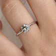 1.02 Carat Salt and Pepper Diamond Ring in 14k White Gold Low Profile Solitaire Ring, Size 6 Hot on Sale