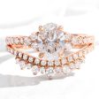 1.92 Ct. Oval Lab Diamond 3 Stone Ring Set w  Crown Wedding Band in Stella Setting Hot on Sale