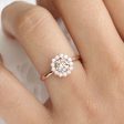 1 Ctw Champagne Diamond Ring in 14k Rose Gold Large Halo, Size 6.25 For Cheap