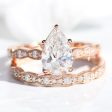 1.98 Ctw Pear Diamond Ring Stack w  Lab Diamond and Matching Wedding Band For Sale