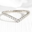 Chevron Diamond Wedding Ring in V Shaped Curved Pave Band Hot on Sale