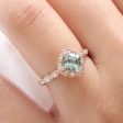 Green Sapphire Diamond Ring in 14k Rose Gold Mini Vintage Floral Size 6.5 Discount