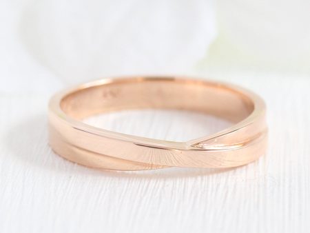 Infinity Knot Wedding Ring 4mm in 14k Rose Gold Plain Band For Sale