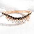 Crown White and Black Diamond Ring in Curved Contour Pave Band Online