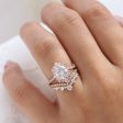 Large Tiara Halo Pave Ring Set w  Oval Moissanite and Large Tiara Diamond V Band Discount