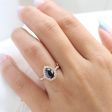 Pear Black Diamond Engagement Ring in Luna Halo Scalloped Diamond Band For Sale