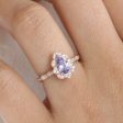 1.32 Ct Pear Cut Lavender Sapphire Ring in 14k Rose Gold Vintage Floral Diamond, Size 6 Online