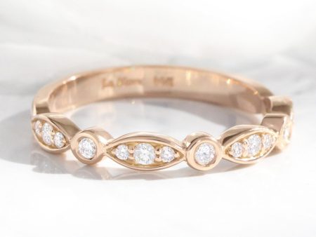 Bezel Diamond Wedding Ring in Scalloped Half Eternity Band Online Sale