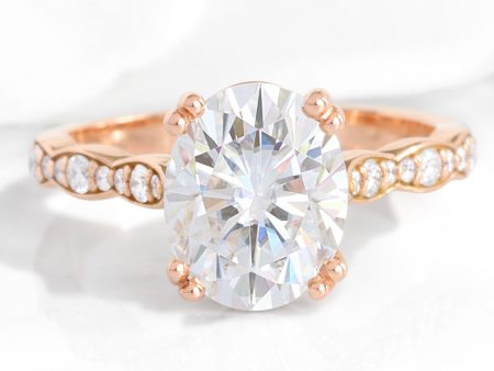 3 Ct. Large Oval Moissanite Ring in Grace Solitaire Diamond Band Online