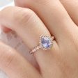 1.32 Ct Pear Lavender Sapphire Ring in 14k Rose Gold Vintage Floral Diamond, Size 6.25 For Sale