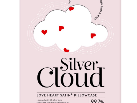 Silver Cloud Satin Pillowcase Heart Print For Discount