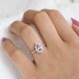 1.32 Ct Pear Cut Lavender Sapphire Ring in 14k Rose Gold Vintage Floral Diamond, Size 6 Online