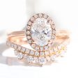 1.71 Ct Oval Halo Diamond Ring Set w  Lab Diamond and Crown Wedding Band Fashion