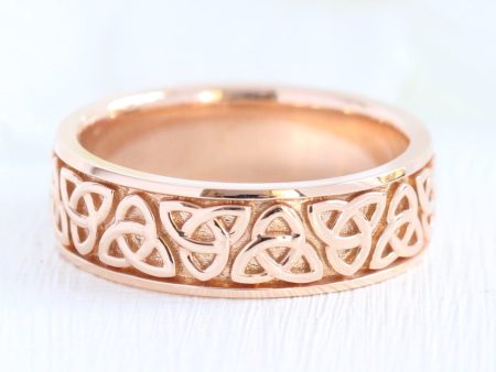 Celtic Trinity Knot Band 7mm in Solid Gold Men’s Wedding Ring Online Sale