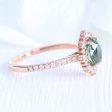 2.32 Ct Natural Green Sapphire Ring in 14k Rose Gold Tiara Halo Diamond, Size 6.5 Sale