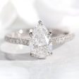 1.70 Ctw Pear Lab Diamond Ring w  Natural Diamonds in Solitaire Pave Ring on Sale