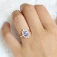 2.55 Ct Large Lavender Purple Sapphire Ring in 14k Rose Gold Tiara Halo Diamond, Size 6.5 Hot on Sale