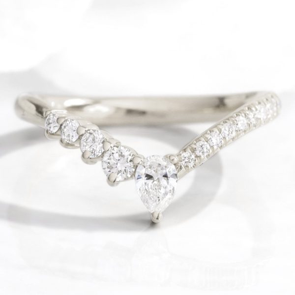 Deluxe Wishbone Diamond Ring in Deep V Shaped Wedding Band Supply