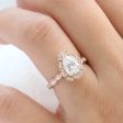 Large Pear Moissanite Ring in 14k Rose Gold Vintage Floral Diamond, Size 6.25 Sale