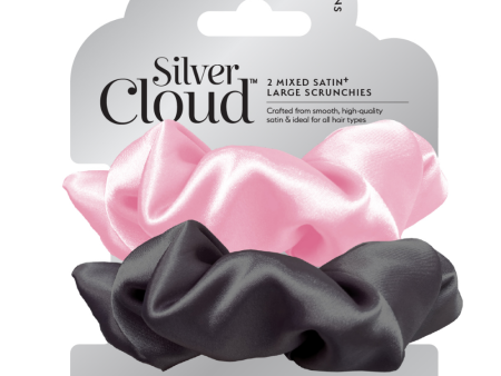 Silver Cloud Large Satin Scrunchies Mixed Pack of 2 Discount